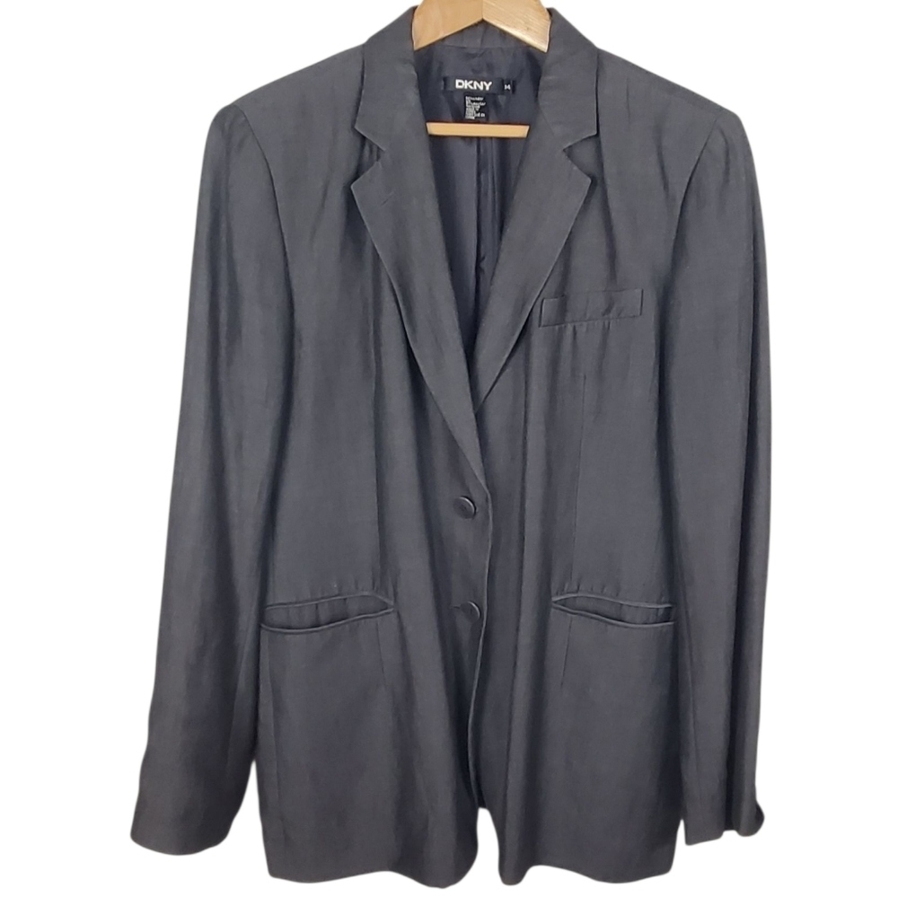 DKNY Women's Linen Blend Suit Set. Charcoal. 14/14P - Picture 2 of 16